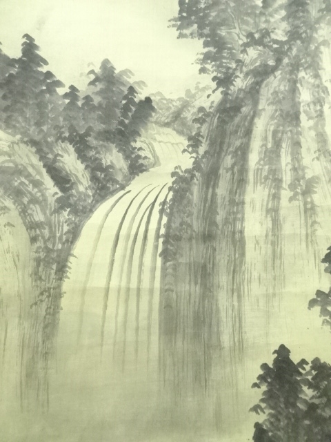 道具 ] - 道具 中国 建球筆 水墨山水 肉筆絹本掛軸（保護箱） | ネット